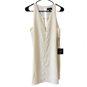 NWT Lulus Womens Cream White Sleeveless Deep Neck Back Mini Dress Size L…